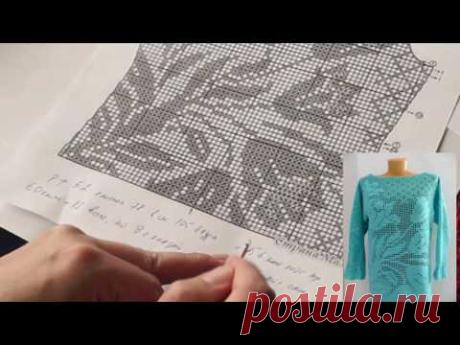Филейное вязание. Туника часть 1 ( "filet crochet" Tunic Part 1)针织里脊