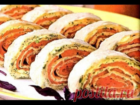 Рулет из лаваша с сёмгой. Очень вкусная закуска!