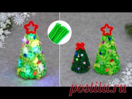 Её так легко делать🎄Кудрявая мини-ёлочка из синельной проволоки❄️Новогодний декор своими руками