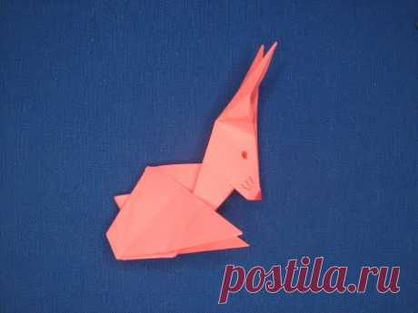 Кролик из бумаги оригами  Бумажный кролик  Paper rabbit origami Бумажный зайчик Заяц из бумаги