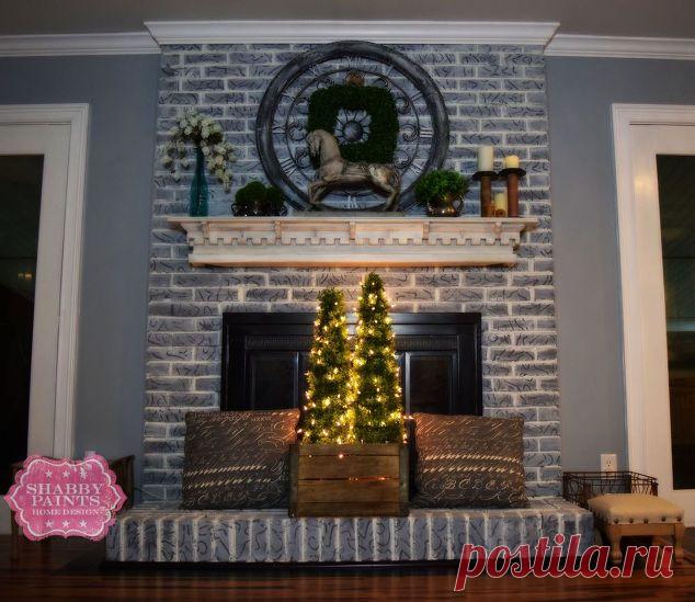 Окрашенные Кирпичный Камин-Дом Вдохновения | Hometalk