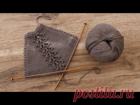 Ажурная линия реглана спицами на 7ми петлях 🐜 Lace Raglan line pattern for 7 stitches