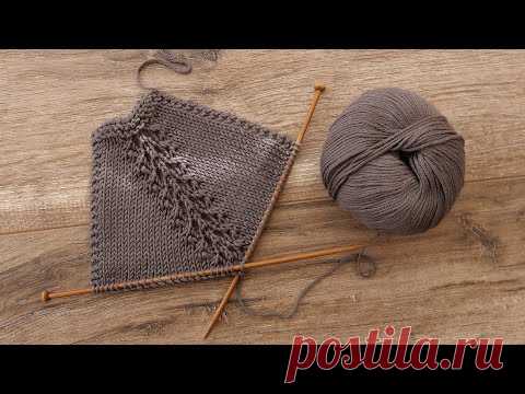 Ажурная линия реглана спицами на 7ми петлях 🐜 Lace Raglan line pattern for 7 stitches
