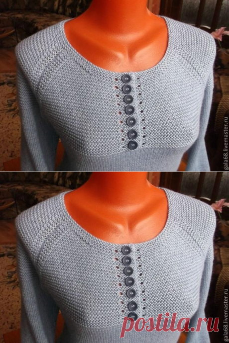 Обработка горловины при вязании платочной вязкой