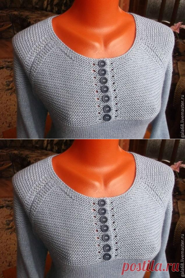 Обработка горловины при вязании платочной вязкой