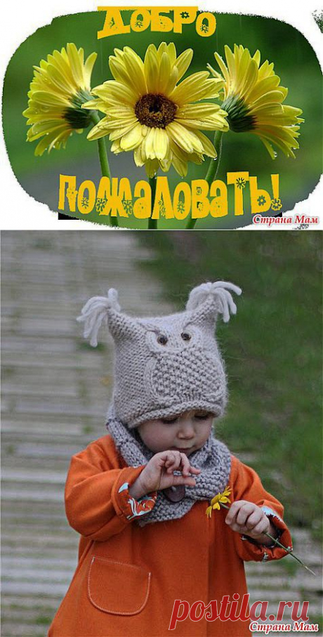 Прямоугольная шапочка спицами &quot; Совенок&quot;: Дневник группы &quot;Вяжем вместе он-лайн&quot; - Страна Мам