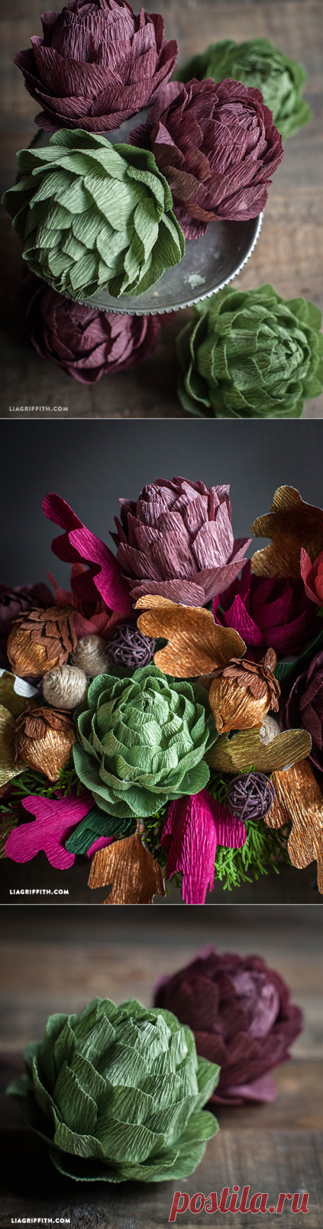 DIY Crepe Paper Artichokes - Lia Griffith