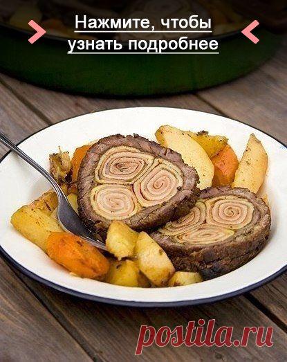Как приготовить мясной рулет с блинами - рецепт, ингридиенты и фотографии