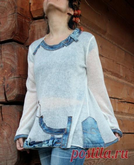 Кто умеет вязать, тот старые джинсы не выбрасывает | Mnemosina вязание | Яндекс Дзен