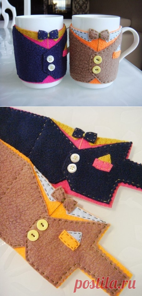 Костюмчик для чашки из фетра