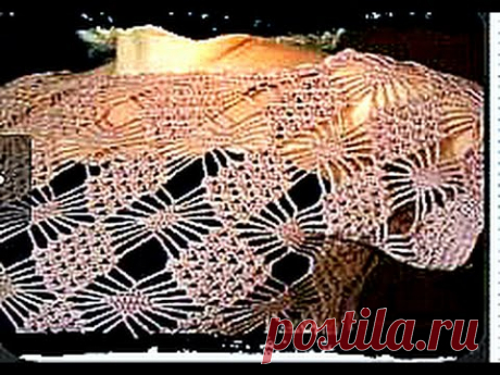летняя женская кофточка, вязание крючком - полная версия(  рисунок паучки )