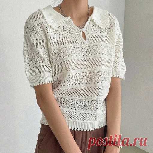 Футболка спицами ажурная
