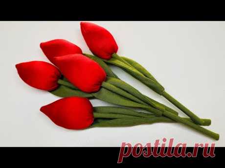 Пасхальный декор Шьём тюльпаны.Textile tulips. - YouTube
