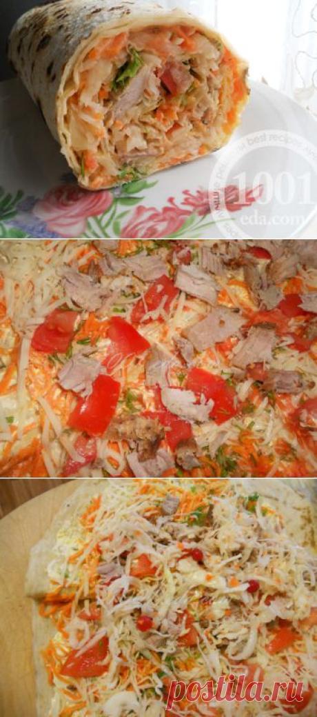 Как приготовить рулет из лаваша с мясом - Закуски и рулеты из лаваша . 1001 ЕДА вкусные рецепты с фото!