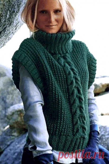 Тёплая безрукавка с объемным воротником | Волшебный клубок. Яна Зима. | Дзен