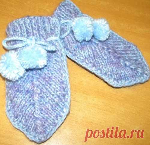 Варежки вязаные на двух спицах. | Золотые спицы