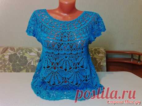 Irish crochet &: Блуза на круглой кокетке крупными веерами