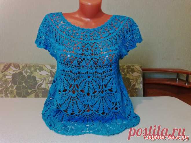Irish crochet &: Блуза на круглой кокетке крупными веерами