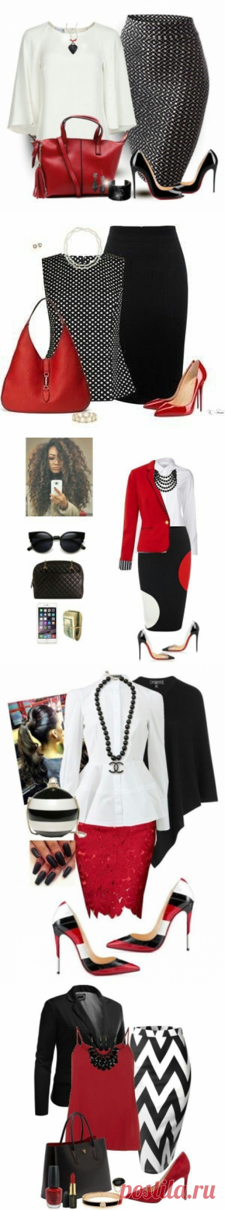 Классическое сочетание: белый+чёрный+красный — Модно / Nemodno
