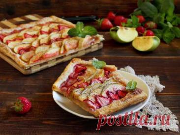 Пирог с яблоками и клубникой — рецепт с фото пошагово + отзывы