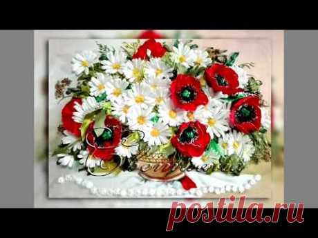 Маки. Вышивка лентами. embroidery ribbons