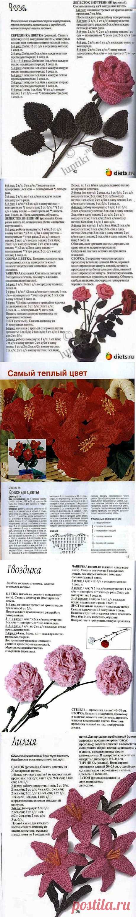 Цветы 1/ Вязание крючком.