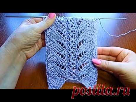 🌿Интересный и необычный узор "Ажурная веточка " спицами + схема. Knitting pattern "An openwork twig"