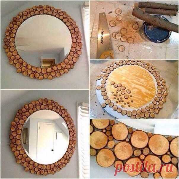 "Деревянное" зеркало (Diy) / Ванная комната, туалет и зеркала / ВТОРАЯ УЛИЦА