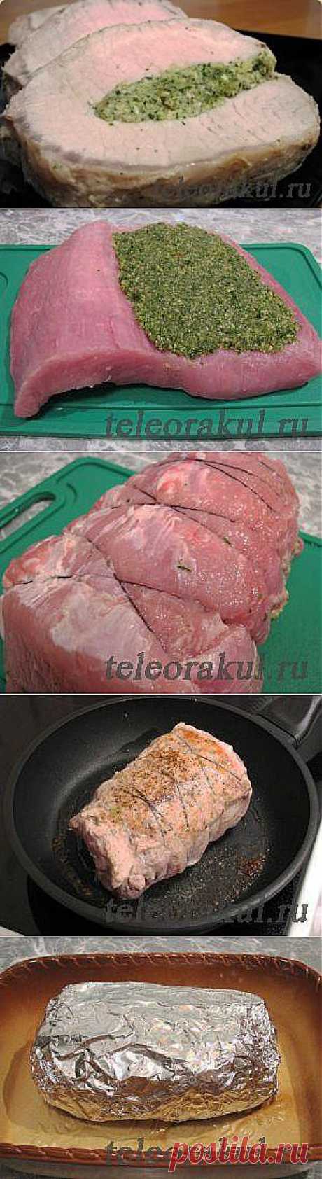 Свинина, фаршированная зеленью и орехами  - рецепты с фото