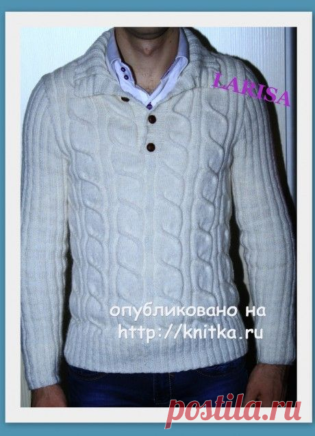 Свитер мужской спицами – работа Ларисы Величко, Вязание для мужчин