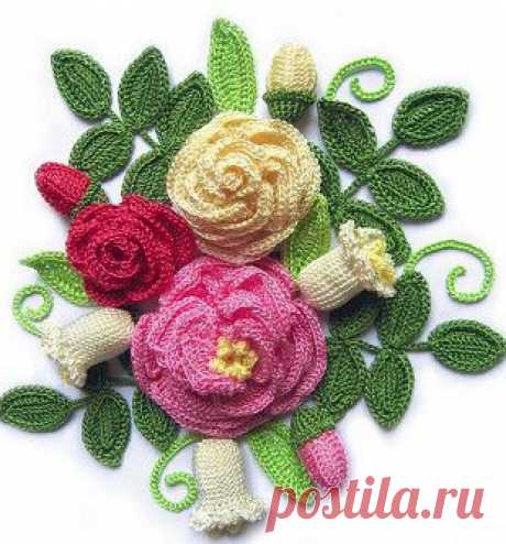Вязаные цветы | Рукоделие и вязание