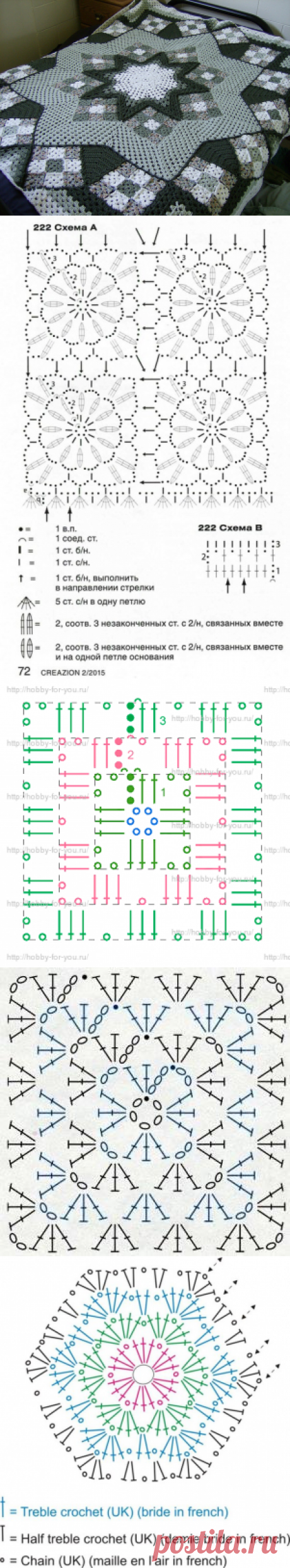 Красивый плед Бабушкин квадрат. | Домоводство для всей семьи.