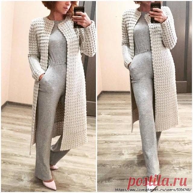 Вязаный крючком кардиган без застежки. Схема