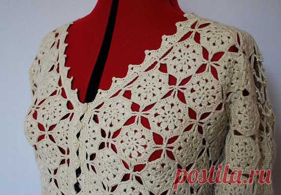 Summer crochet jacket Beige jacket Lace jacket Soft jacket