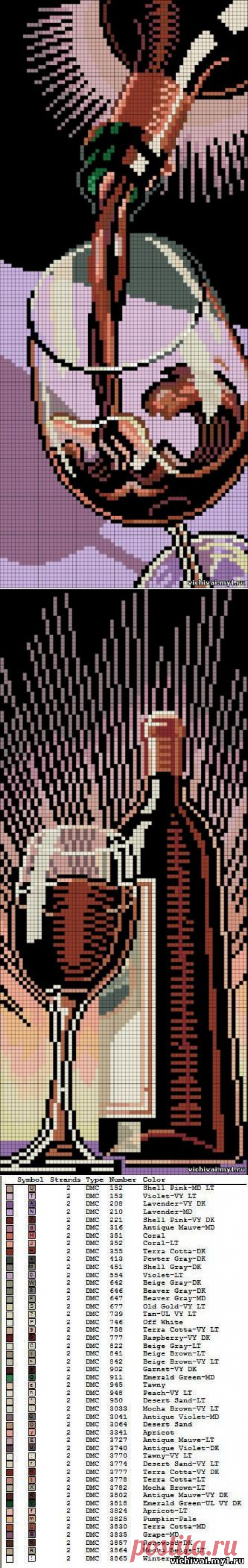 ИГРИСТОЕ ВИНО В БОКАЛЕ - НАТЮРМОРТ - Каталог файлов - ВЫШИВКА КРЕСТОМ
