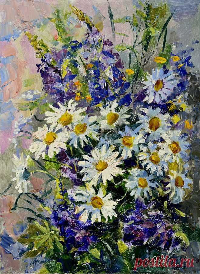 Daisy Painting Flower Original Art Bouquet Artwork 油畫原作 Floral Impressionism - Shop ArtDivyaGallery - Posters - Pinkoi