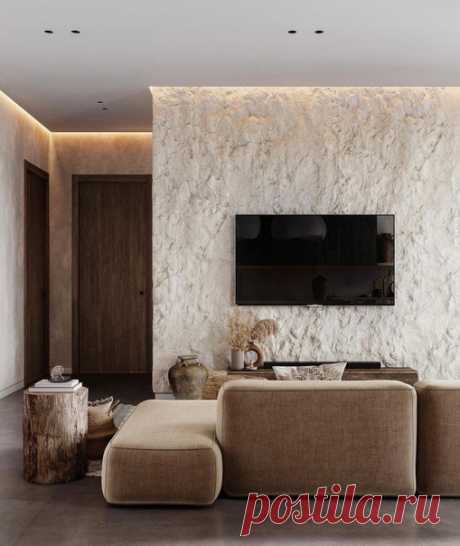 Интерьер кухни-гостиной в стиле ваби-саби by yana_design_home