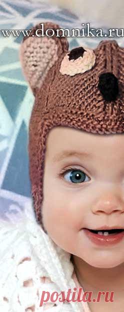Детская шапка мишка с ушками: шапочки спицами для новорожденного