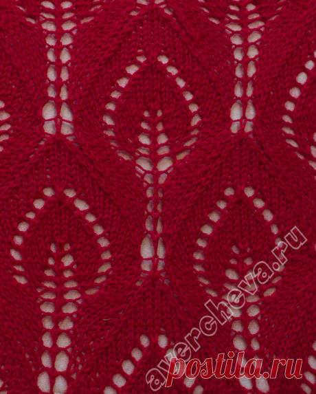 Ажурные листочки | каталог вязаных спицами узоров