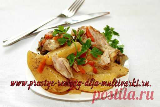 Тушеная курица с картошкой в мультиварке-скороварке