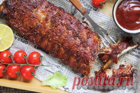 Свиные рёбрышки целым куском в духовке: 9 фото в рецепте