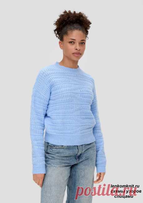 Волны из полупатентной резинки. Схема узора - Вязание спицами LenkomKnit Волны из полупатентной резинки. Краткий обзор модели, фотографии, схема вязания интересного фактурного узора на основе полупатентной резинки