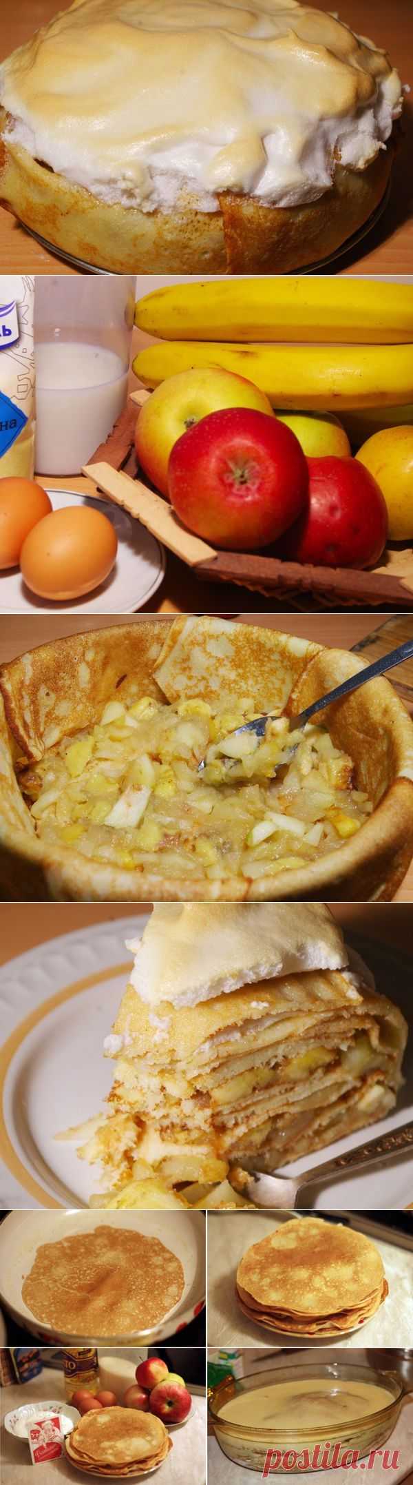 Блинный пирог яблочно-банановый / Конкурс дачных рецептов / 7dach.ru