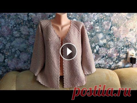 Ажурный жакет крючком. Реглан сверху. МК. Схема кокетки...