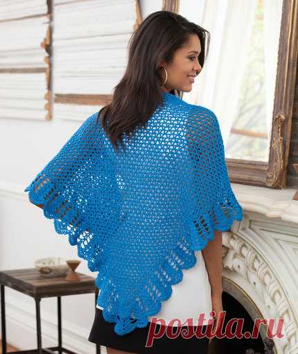 V-Stitch & Scallop Shawl | Красное сердце