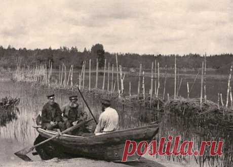 Рыболовный закол (забитые в дно водоёма колья) при впадении р. Волги в оз. Стерж. Тверская губерния, Российская империя. 1892 год. / История цивилизаций!