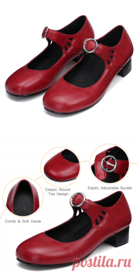 Women leather sandals mid heel square toe comfort anti-slip casual loafters hiking camping travel ballet shoes Sale - Banggood.com