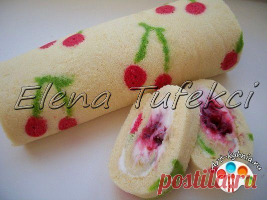 Рулет "Вишневая сказка" (МК от Елены) Арт-кухня