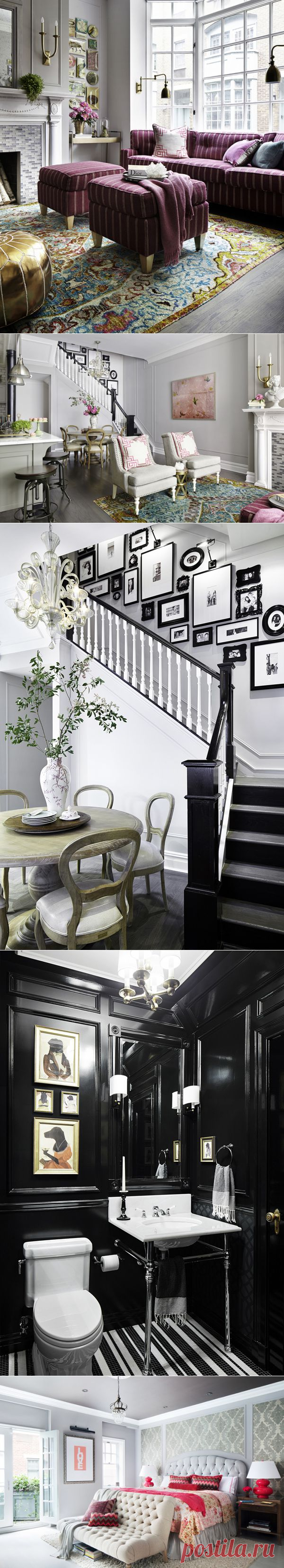 Гармоничный и красивый интерьер - Роскошь и уют
Цветовая гамма в интерьере этой прекрасной резиденции в Нью-Йорке просто восхитительна! На мягко-сером фоне стен красочный текстиль и декор смотрятся очень ярко и жизнерадостно, создавая весенне-летнее настроение независимо от погоды за окном. Хочется также отметить декор стен – в дизайне этих апартаментов очень много фотографий и картин в рамках, при чем самых разнообразных форм и стилей. В целом, очень гармоничный и красивый интерьер!