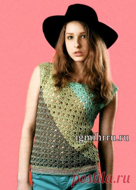 Вязание крючком - Топы крючком - Летний полосатый топ